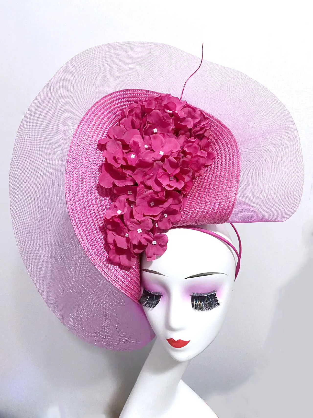 

Kentucky Derby Big Fascinator Hat Large Flower Headwear Women Wedding Church Headpiece Ladies Party Occasion Pillbox Cap Femme