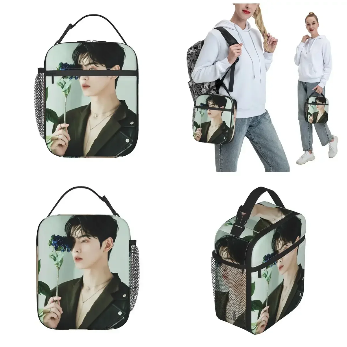 Cha Eun Woo Merch Insulated Lunch Bag For School Office Kpop Astro Food Storage Bag Portable Cooler Thermal Lunch Boxes