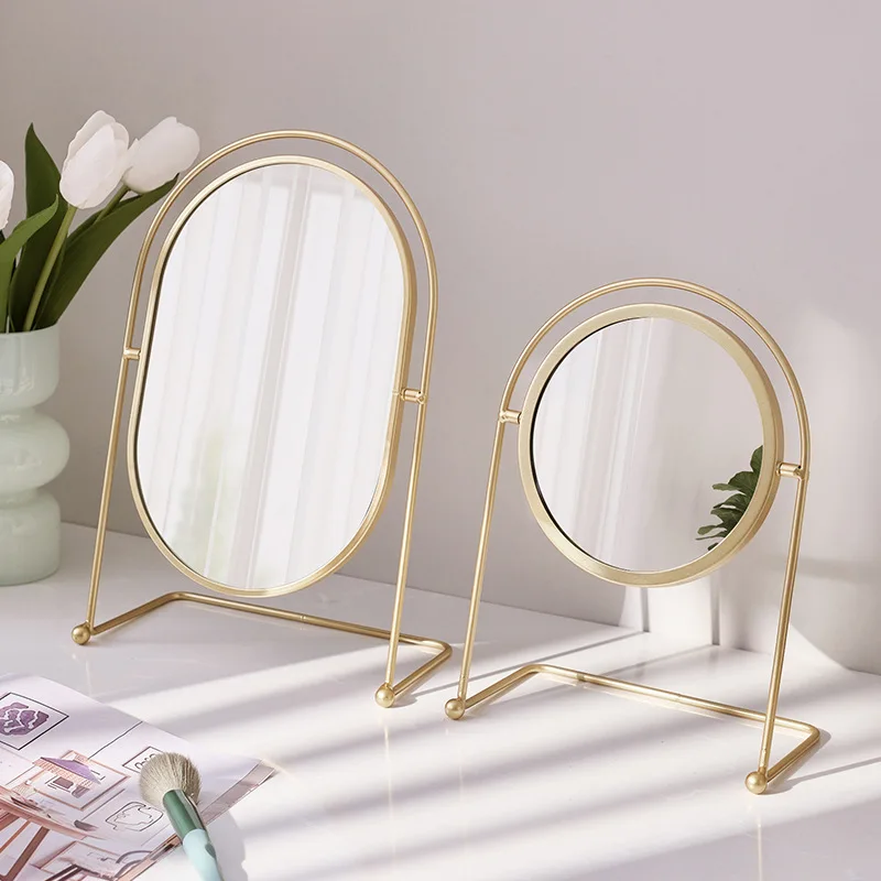 

Light Luxury Rotating Makeup Mirror, High Definition Round Cosmetic Mirror for Bedroom Desk, Dorm Home Vanity Table