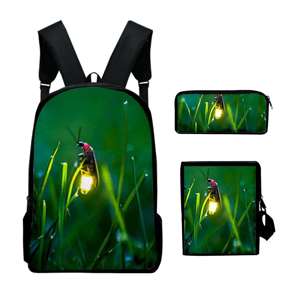 Classic Popular Classic Fireflies 3D Print 3pcs/Set pupil School Bags Laptop Daypack Backpack Inclined shoulder bag Pencil Case