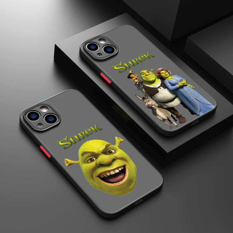 Funny Cartoon Shrek Phone Case For iPhone 15 14 13 12 11 Pro Max mini XS XR X 8 7 6 Plus SE TPU Frosted Translucent Cover