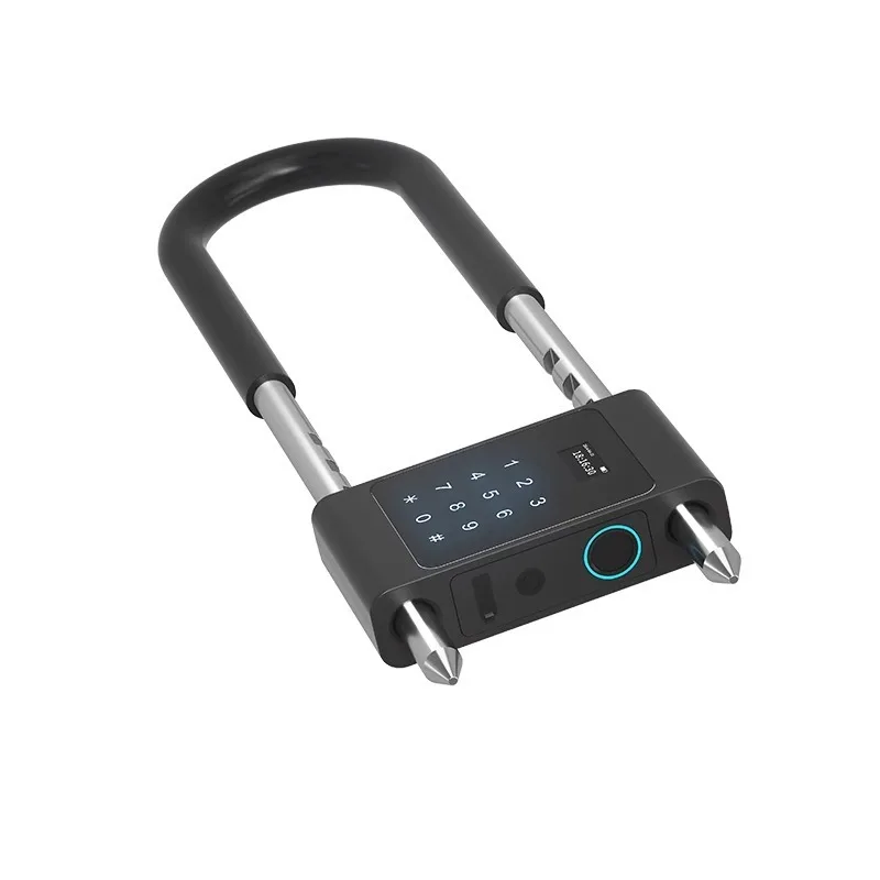 

Glass door fingerprint lock U-shaped electronic lock, with key combination lock