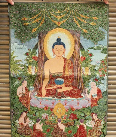 Tibetan Buddhism Cloth Silk Shakyamuni Sakyamuni Amitabha Buddha Thangka Thanka