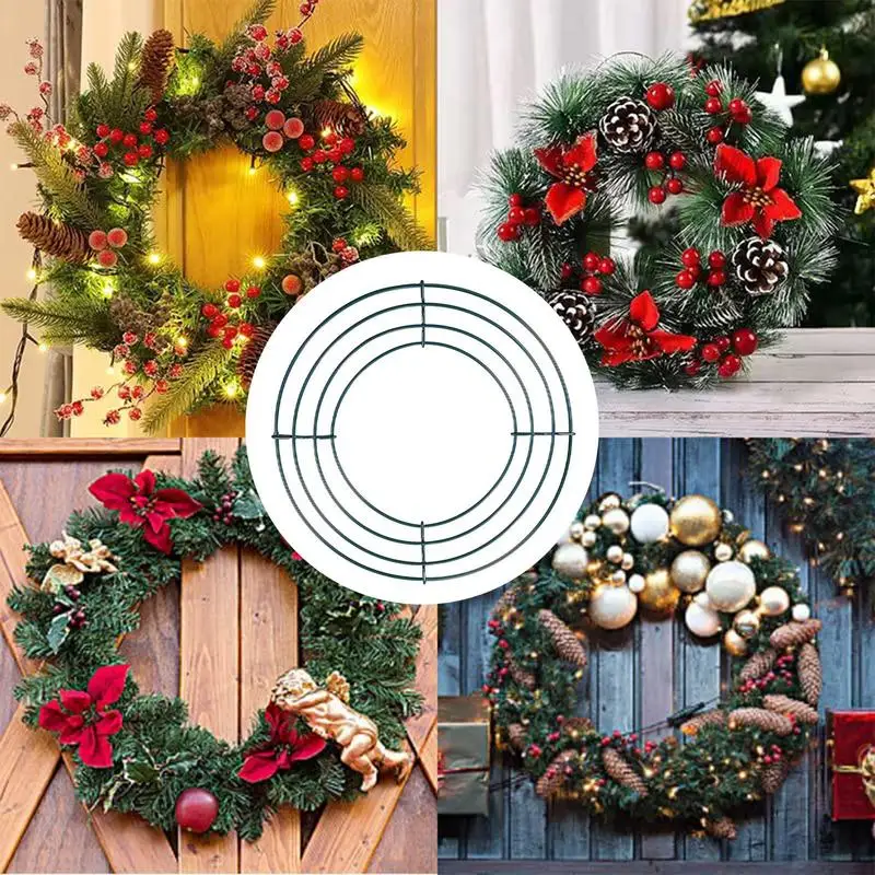 Metal Wreath Frame Wire Wreath Rings For Christmas Round New Year Wreath Crafting Frame Front Door Fake Flower Fixed Frame - Image 4