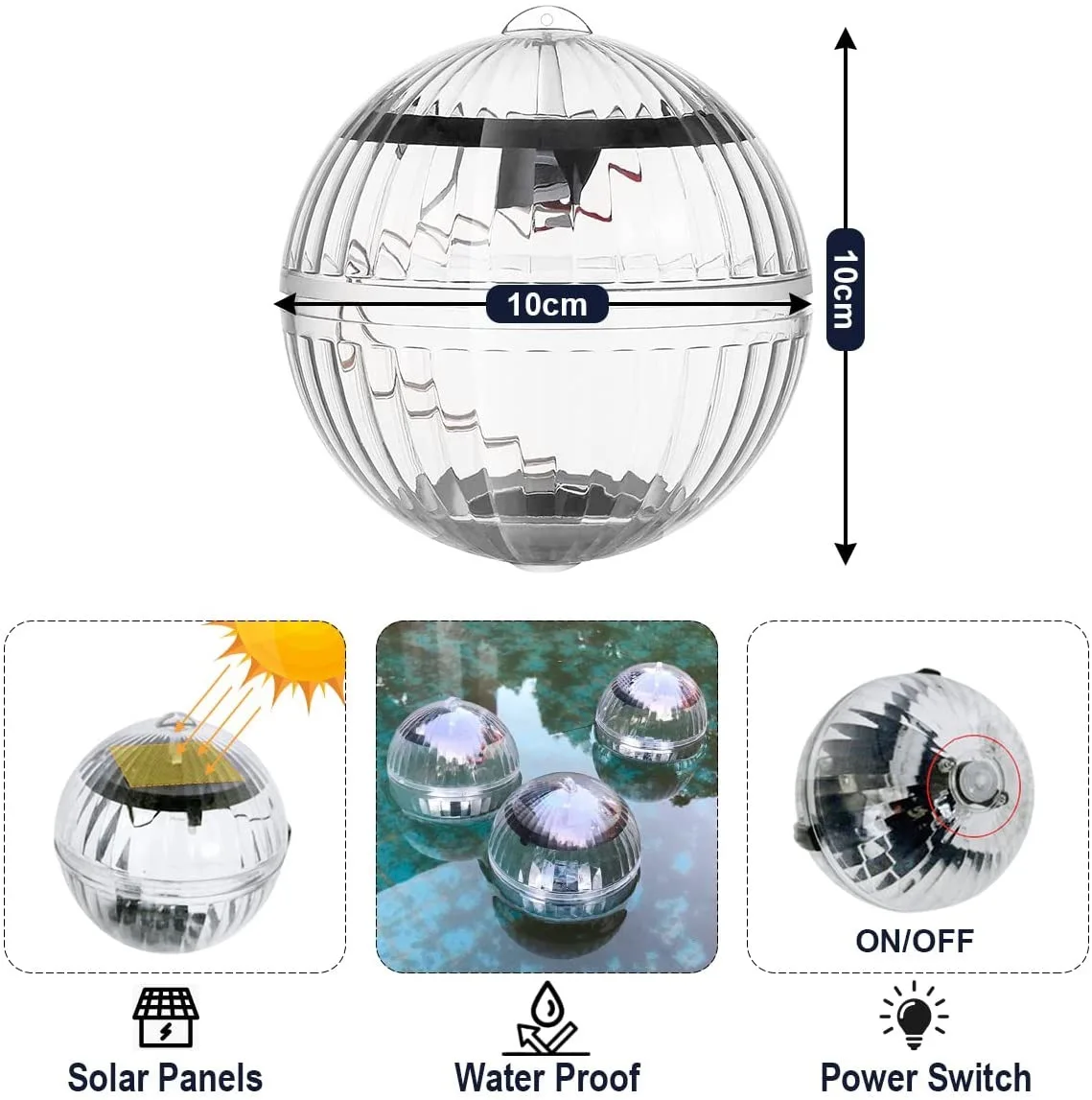 1pc Led Solar Floating Lamp Swimming Pool Ball Solar Panel Powered Pond Drift Waterproof Glow Show Disco Color Changing light image 6
