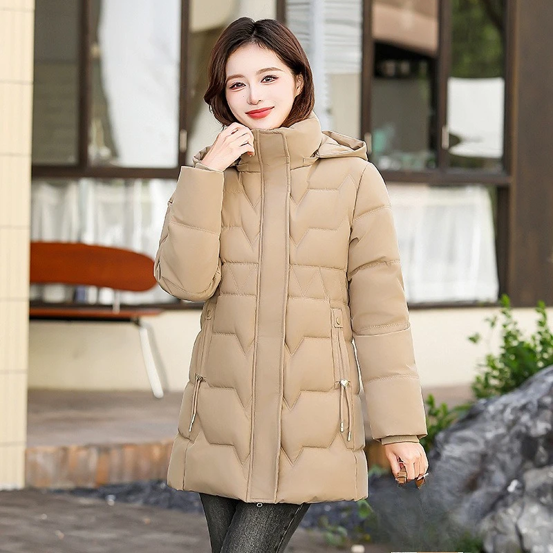 

Women's Medium and Long Winter News Slim and Thin Thickened Korean Version Hooded Jacket Comfortable and Beautiful Fashion