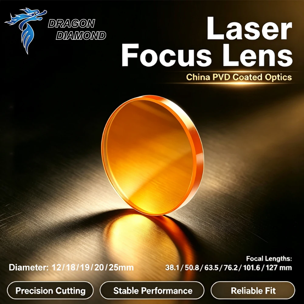 China PVD ZnSe Co2 Focus Lens Dia.25mm Focal Length 38.1/250.8/63.5/76.2/101.6/127mm For Co2 Laser Engraving Machine