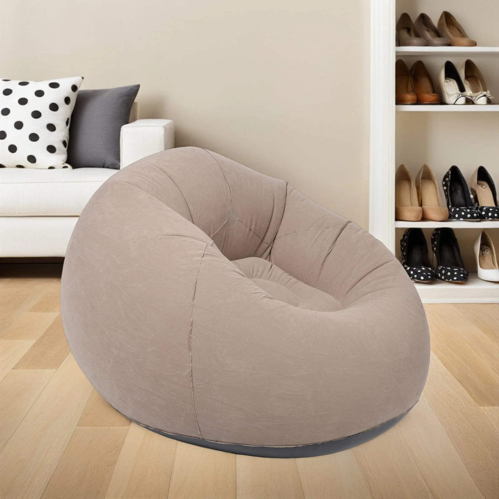 

1pc Inflatable Bean Bag Chair Portable Air Sofa For Camping Outdoor Bbq Flocked Surface Nonslip Wear-Resistant Lazy Couch