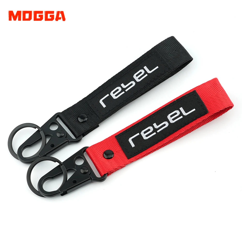 Both Side Embroidered Motorcycle Keychain Key Ring Holder For Honda Rebel CMX 300 500 CMX300 CMX500 Moto Keyring Key Chain Belt