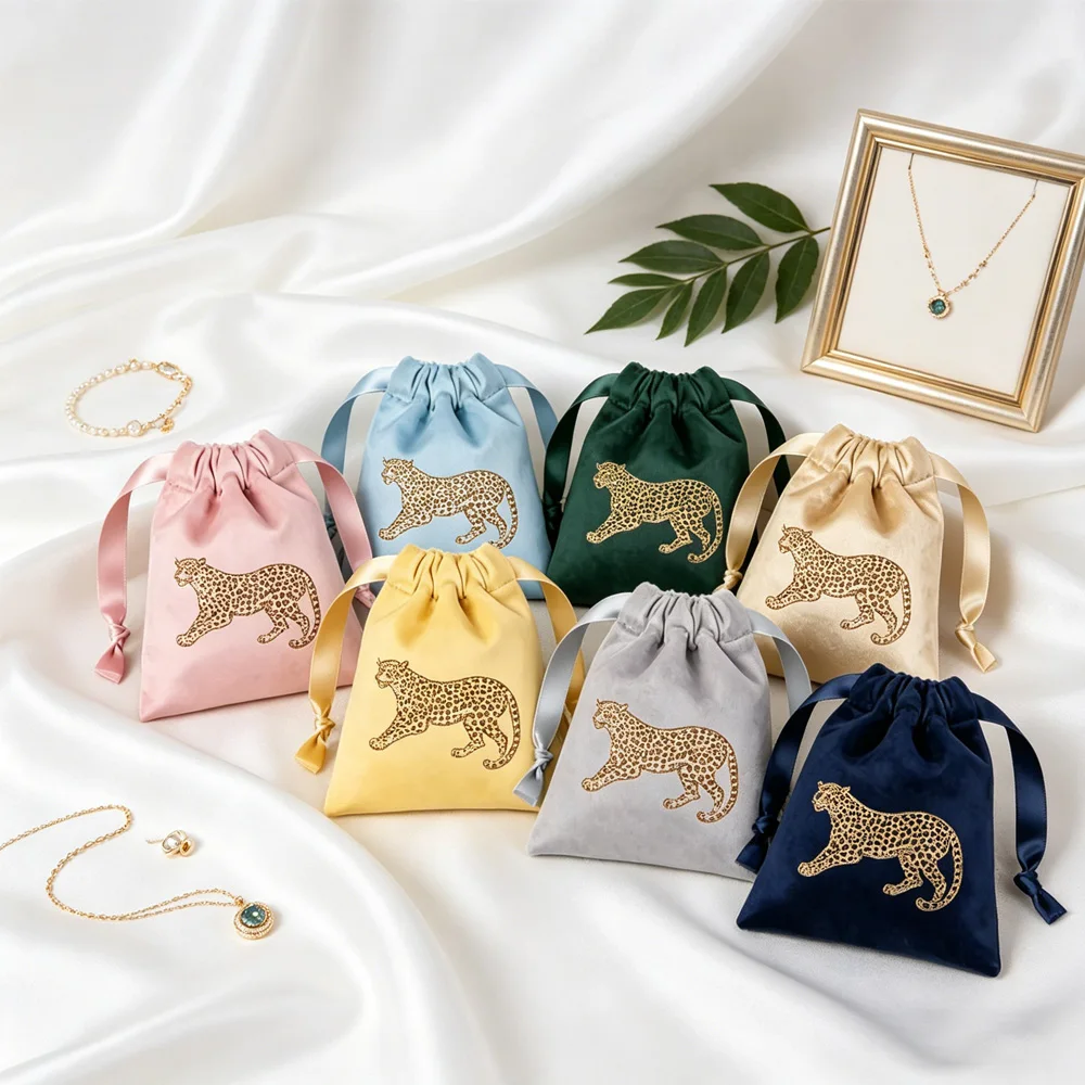

50Pcs Flannel Small Jewelry Drawstring Bag Personalized Logo Velvet Wedding Favors Gift Packaging Boutique Cosmetic Earring Bags