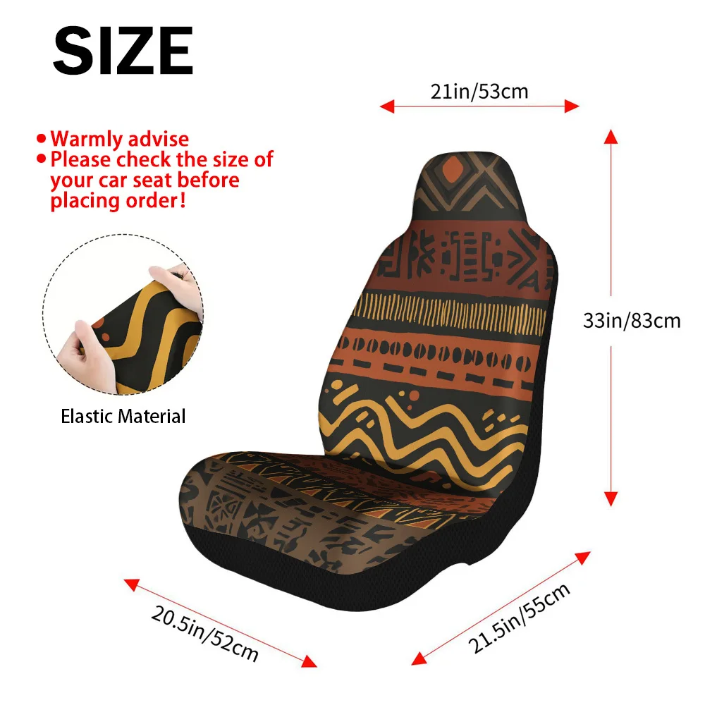 2pcs African Tribal Art Motifs Seat Covers, Durable Front Seat Protectors For Men And Women, Perfect For Trucks, Cars, Sedans,