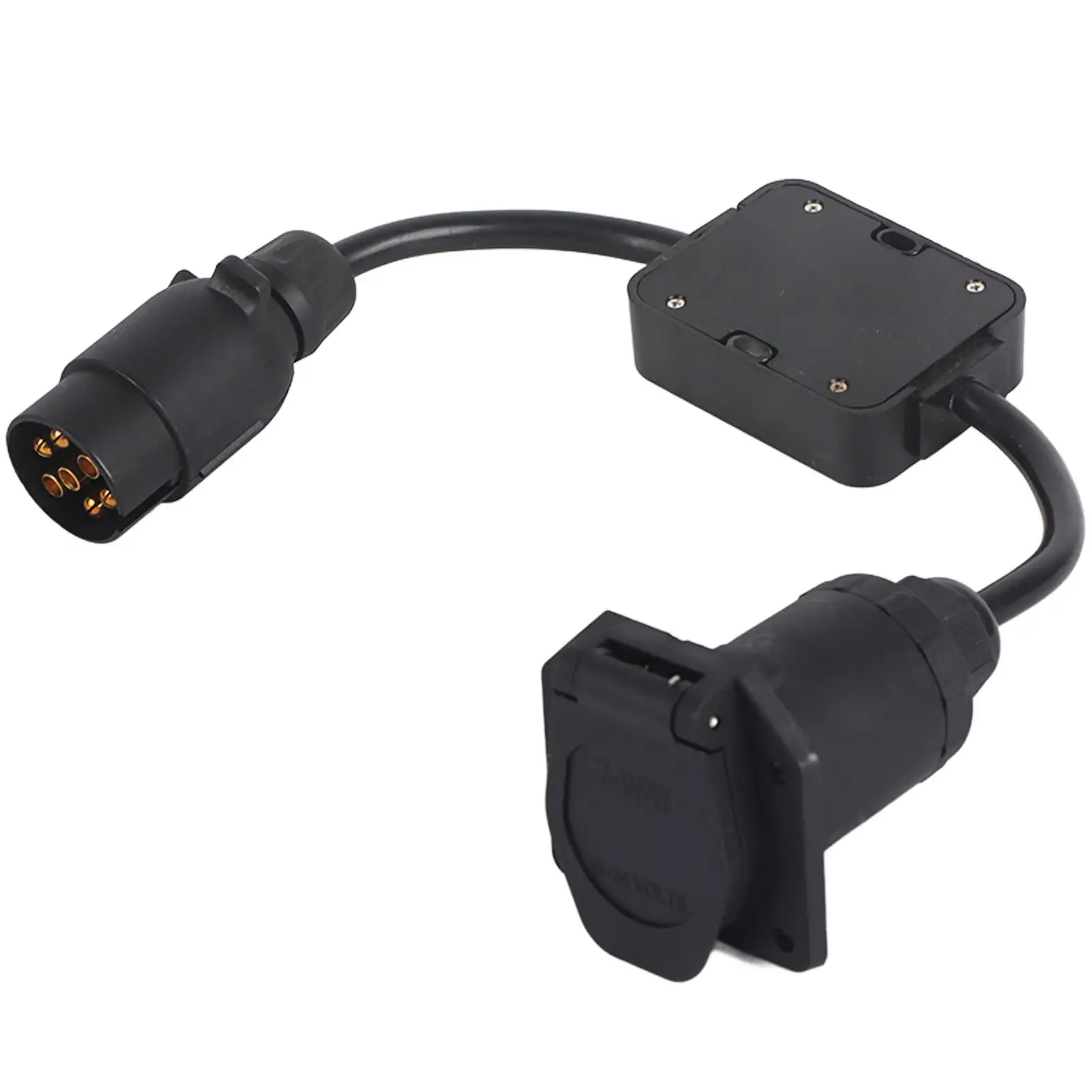 

7-Pin European to 7-Way American Trailer Connector Adapter - Plastic Light Cable Converter