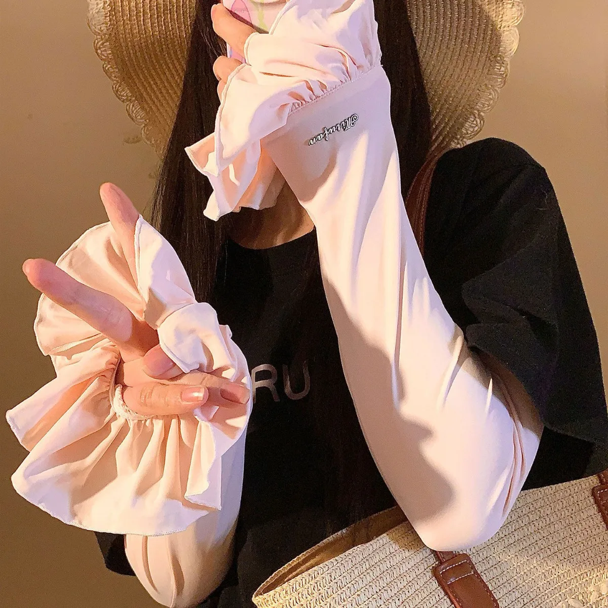 Korean-style Ruffled Cold-sleeve Women’s Sun-protective and Breathable Arm Sleeves Forloose-fitting Slimming and Body-concealing