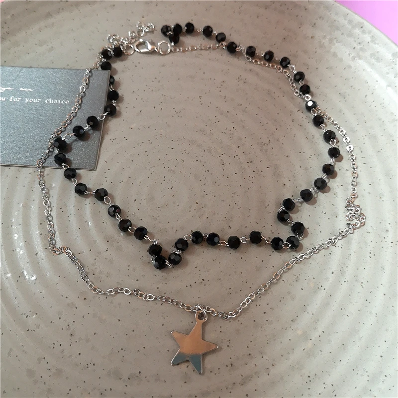 Goth Y2K Vintage schwarzes Herz Stern Anhänger Kette Halsband Charms Halskette für Mädchen Frauen 90er Jahre Grunge ästhetische Accessoires Schmuck – Detail 5