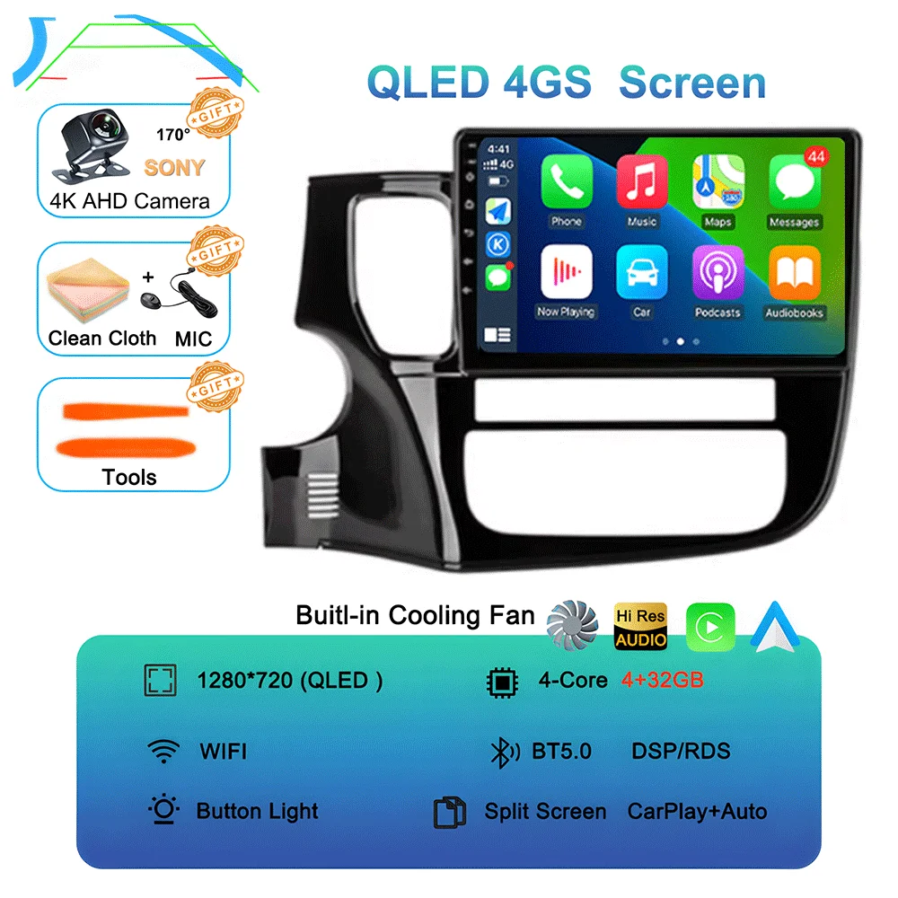Android 16 Auto Autoradio voor Mitsubishi Outlander XL 3 2012-2018 GPS Navigatie Stereo Multimedia Videospeler Carplay WIFI+4G