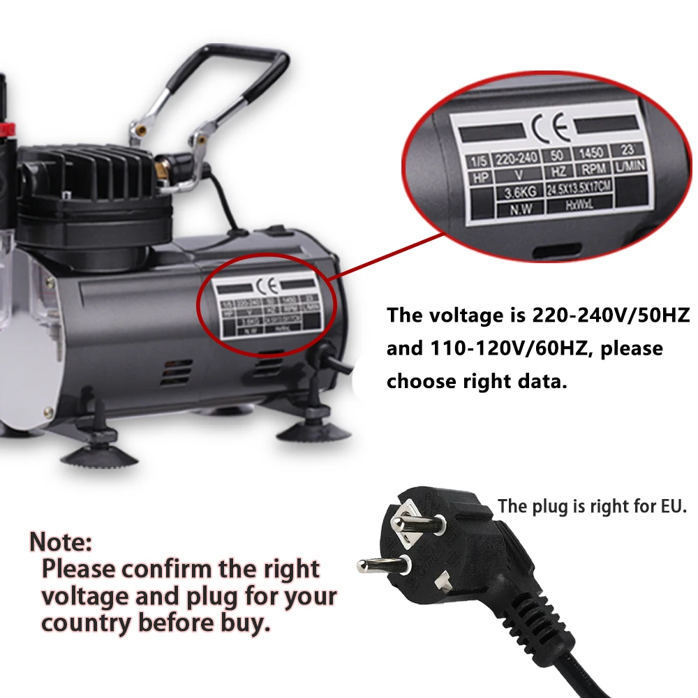 Imagem -03 - Kit Aerógrafo Compressor de ar para Pintura Conjuntos de Aerógrafo Profissional Gravidade 0.2 0.3 mm 08 mm Alimentação com Sifão