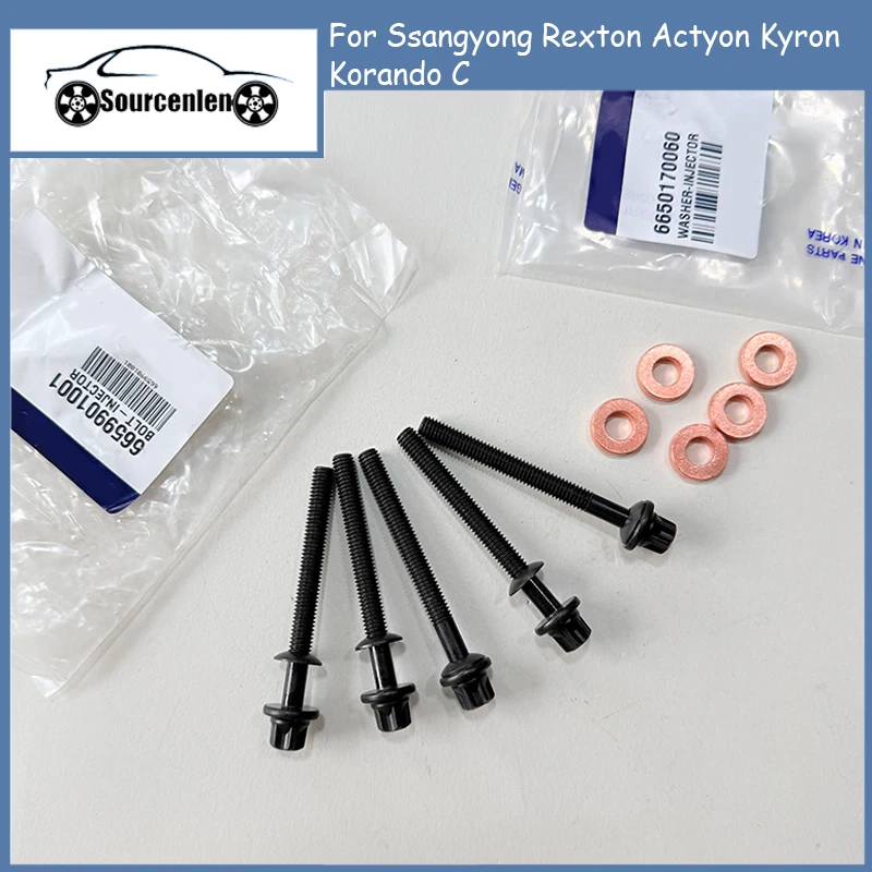 Pernos de inyector de combustible para SSANGYONG ACTYON SPORTS 100 2,0 L TD, juego de arandelas OEM 6650170060 6659901001