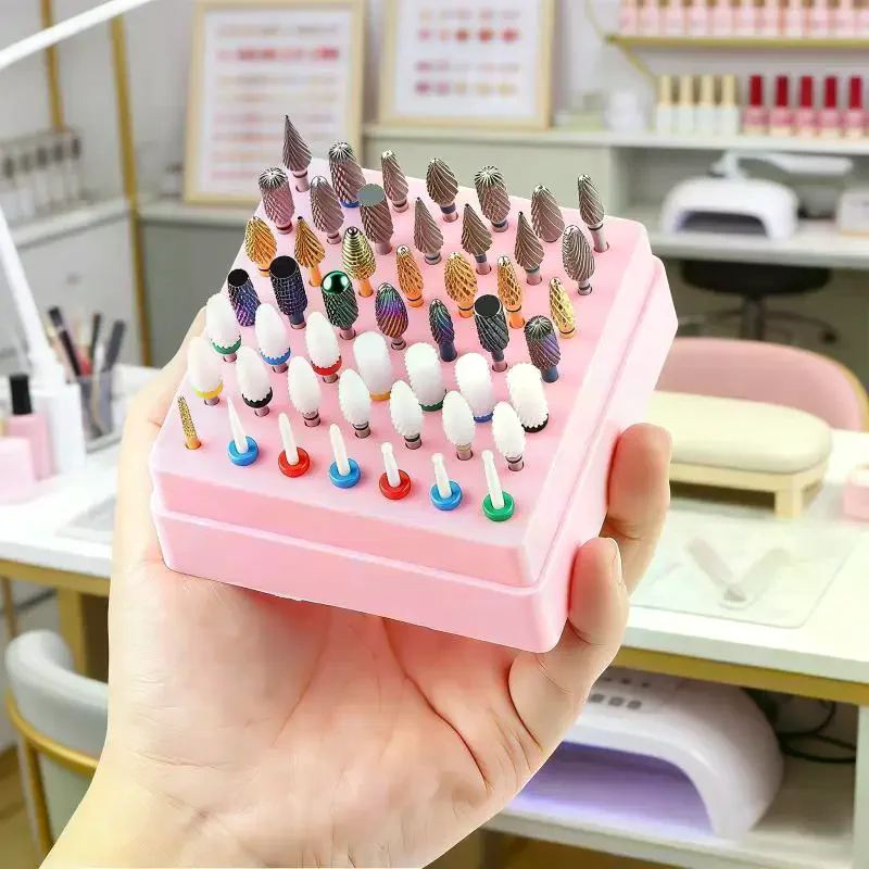 /JCS/Nail Grinding Head Holder Stand 49 Holes Nail Drill Bits Head Storage Box Milling Cutter Holder For 2.35mm Shank 1Pcs - view 2