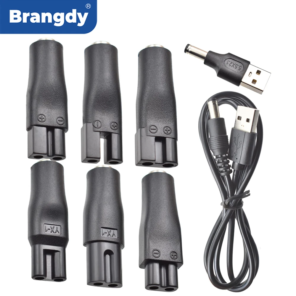 Brangdy 8 PCS Replacement Power Cord 5V Charger USB Adapter Set for All Kinds Electric Hair Clippers Shaver Beard trimmer