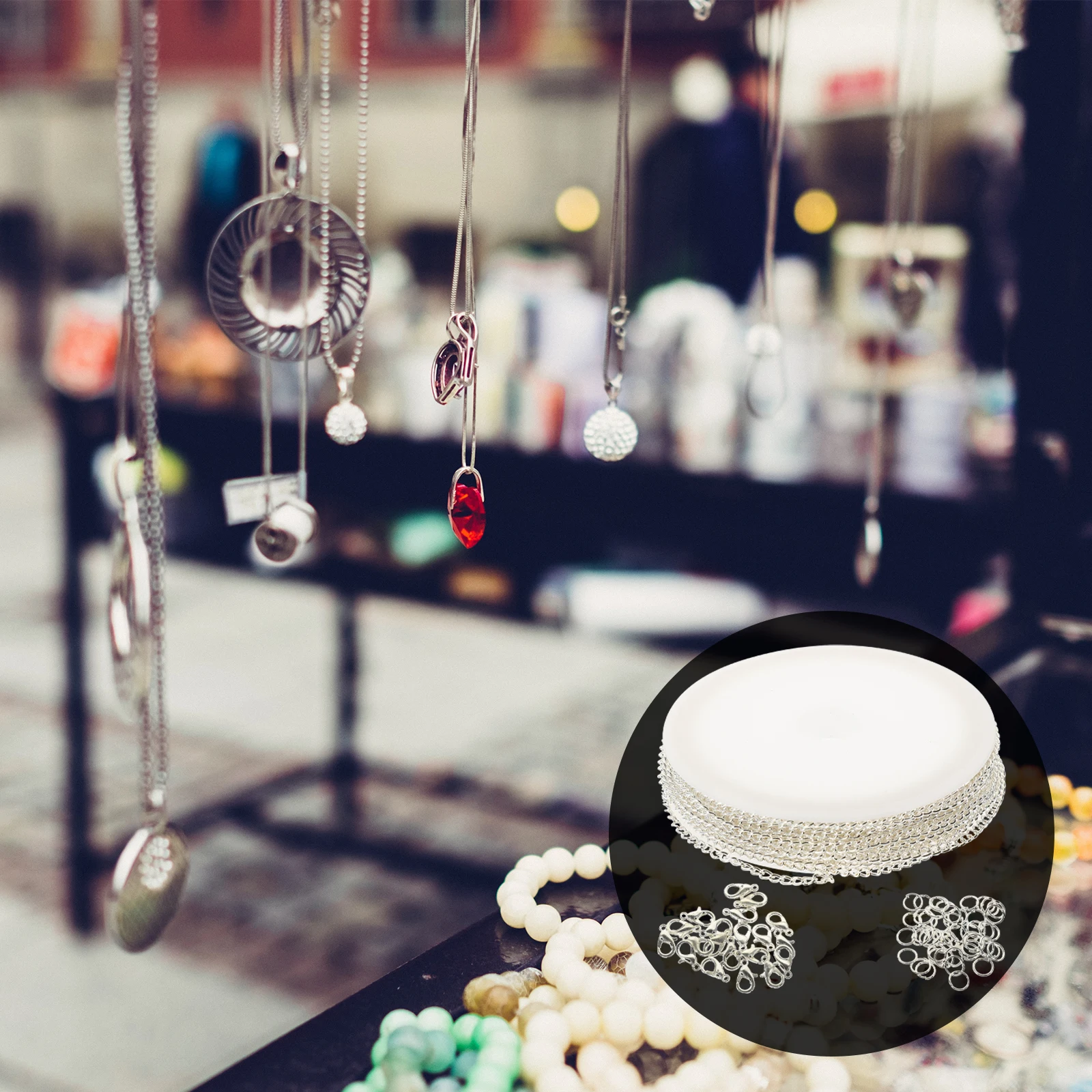 

Iron Alloy Chains for Jewelry Making Necklace Bracelet Material Delicate Flat Cross Silver Extended Lobster Clasp Closure Craft