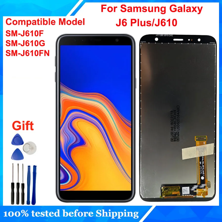 Reemplazo de SM-J610F J610G para teléfonos móviles Samsung Galaxy J6 Plus/J610, pantalla LCD con montaje de digitalizador con pantalla táctil