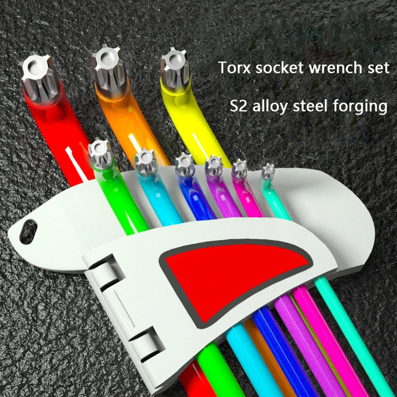 Multi-color Allen Key Set Hex Wrench Screwdriver 9pcs Set Hexagon Spanner Universal 6 Angle Six-Lens Ball Keys Color Hand Tools