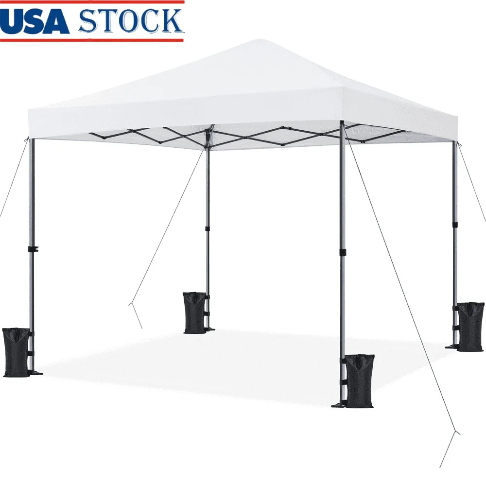 

Instant Pop-up Canopy 10x10ft Adjustable Height Weather Resistant Oxford Fabric with Roller Bag Sandbags Guy Lines Stakes