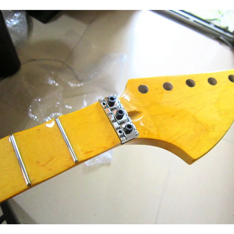 21 22 Frets Big Headstock Maple Electric Guitar Neck Maple Scallop Fretboard Glossy Paint Parts Accessories