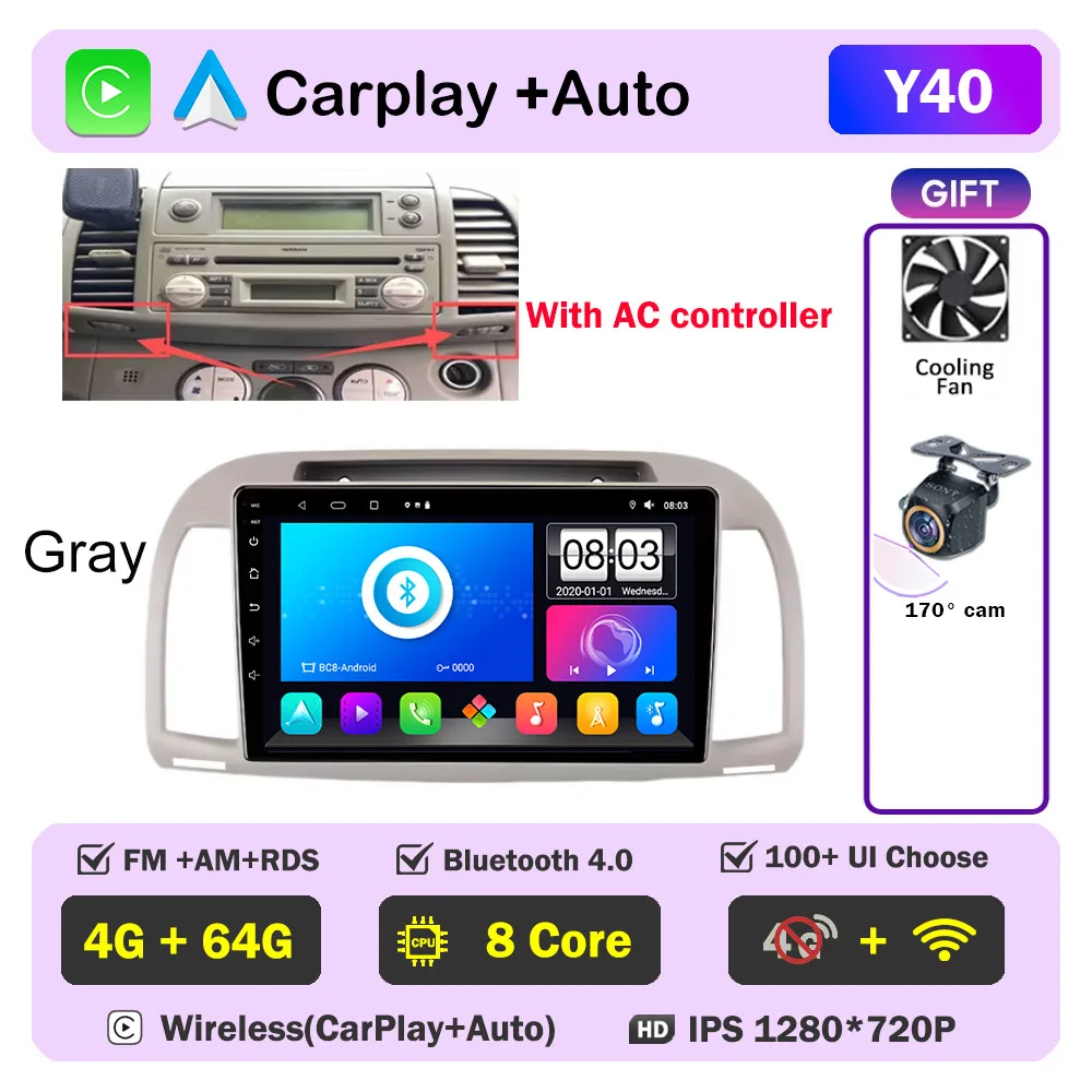 Carplay Android Autoradio Voor Nissan March Micra K12 2002-2010 Auto GPS Navigatie Head Unit Stereo 4G WIFI multimedia Draadloos