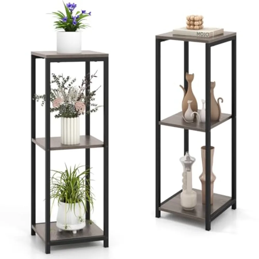 

Indoor 36-inch 3-tier corner plant stand for living room, balcony, garden; metal frame; black; space-saving modern design with