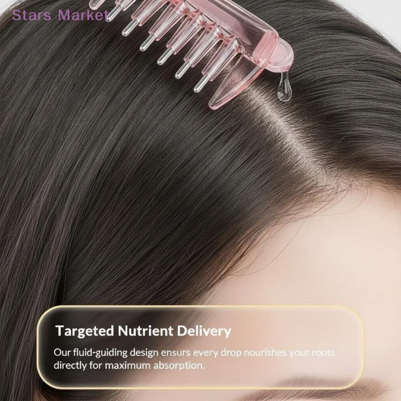 New Unisex Transparent Essential Oil Applicator Massage Comb With Built-In Liquid Reservoir, Rolling Metal Teeth, Suitable Care