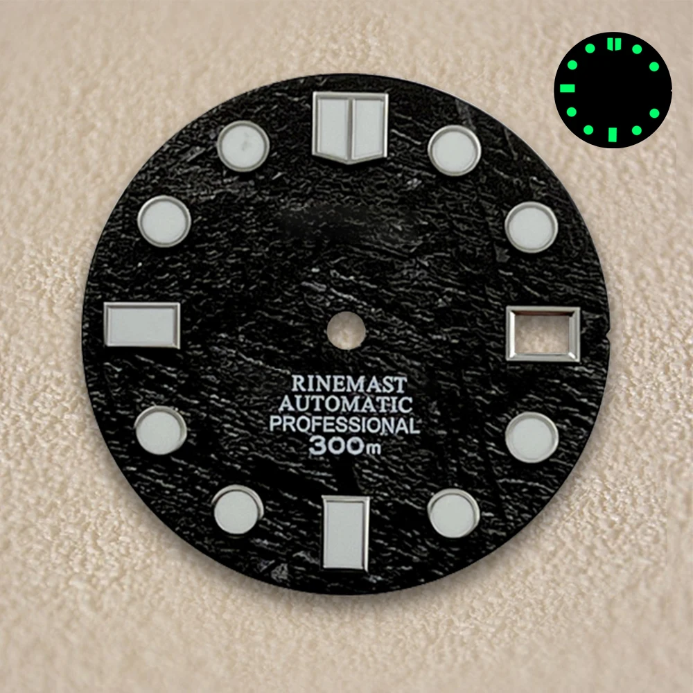 Quadrante in meteorite da 28,5 mm S Logo NH35/NH36 Movimento automatico giapponese C3 Orologi luminosi verdi Accessori modificati Grigio/Nero