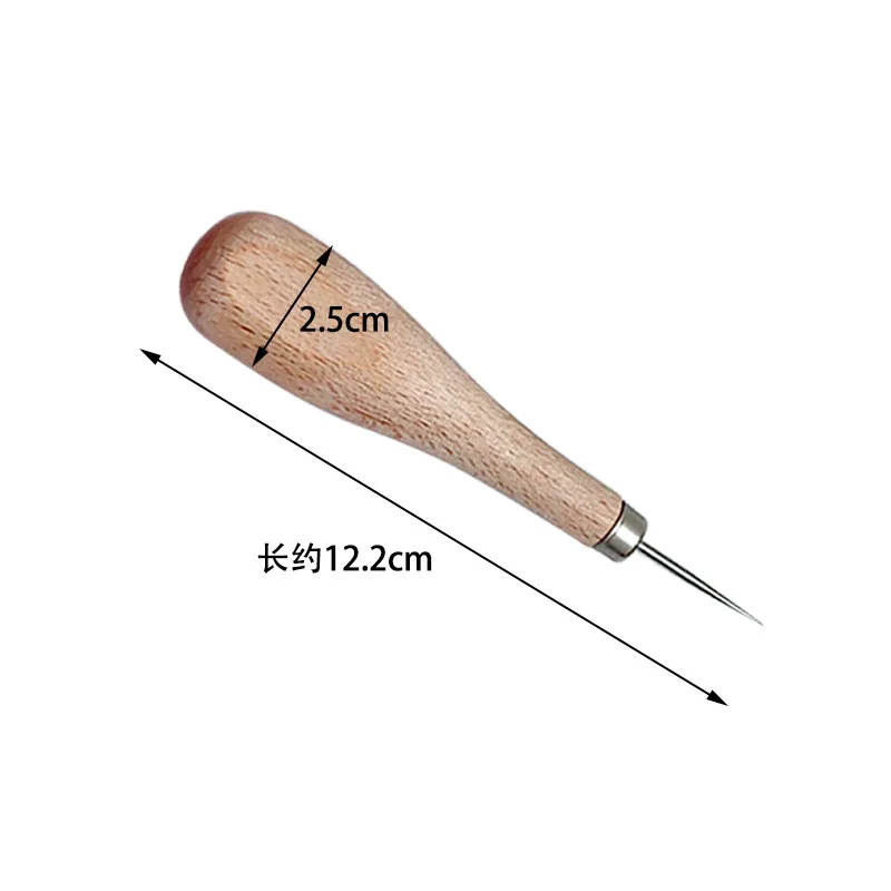 1pcs Leather Craft Wooden Diamond Rhombus handle Awl DIY Leather Stitching Sewing Awl Leathercraft Punch Tool