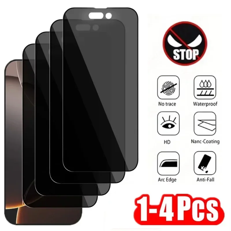 

1-4Pcs Anti-Spy Screen Protectors For iPhone 17 16 15 14 Pro Max 11 12 13 Pro 16e 14 15 Plus X XR XS Full Cover Tempered Glass