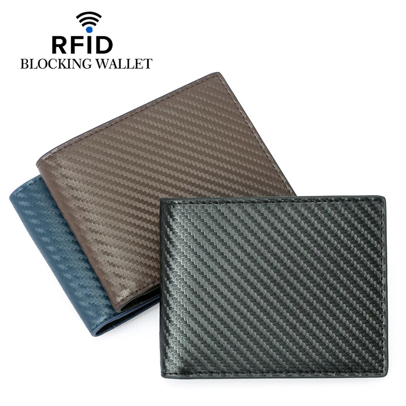 Men Wallet Small Slim Bifold Genuine Leather Multiple Card Holder RFID Wallets Short Classic Money Clip male Purse Designer