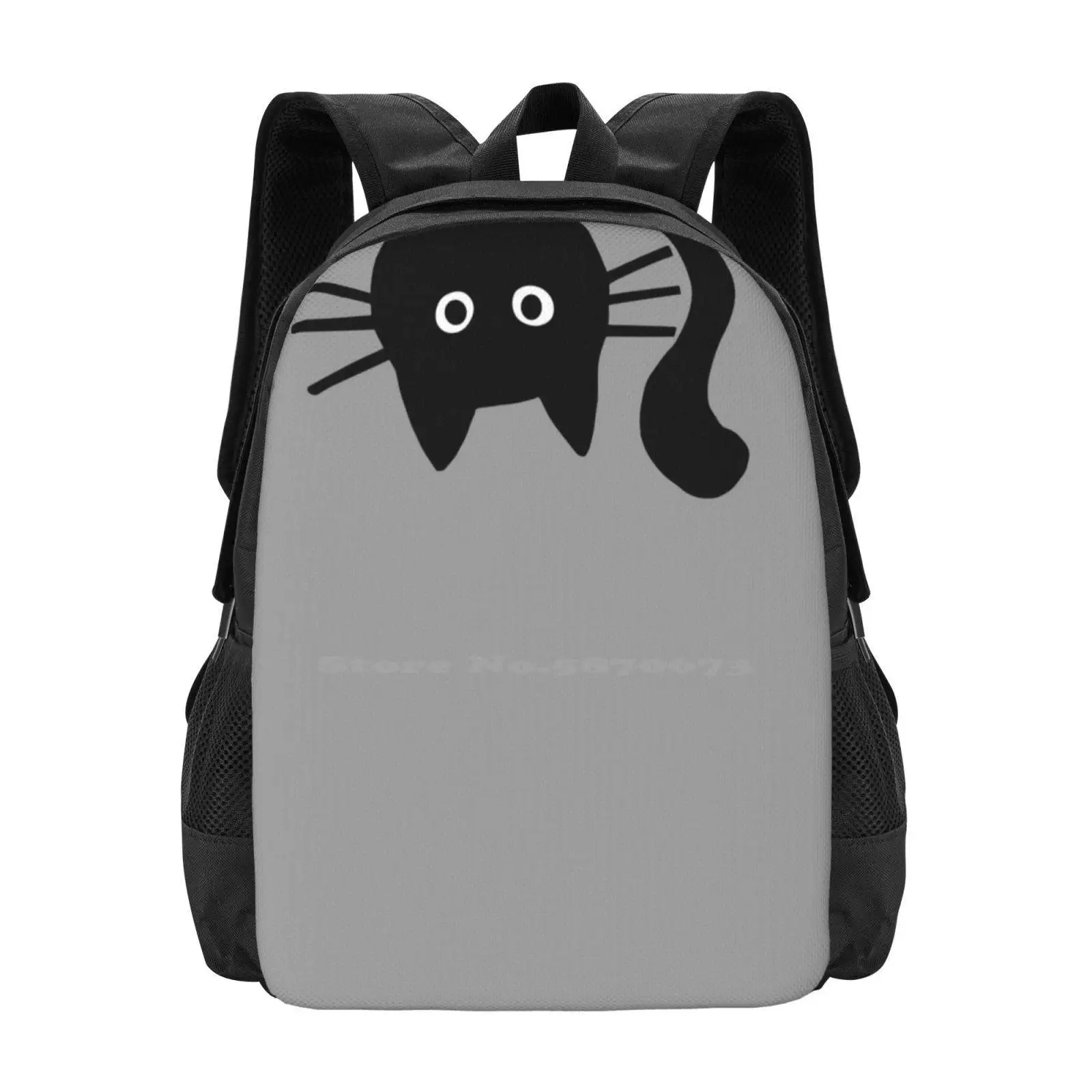 

Funny Black Cat Fashion Pattern Design Travel Laptop School Backpack Bag Kitty Feline Pets Animals Cat Lover Whiskers Black