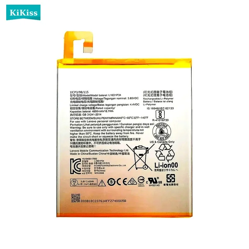 L16D1P34 Tablet Battery For LENOVO TAB 4 8 TB-8504N TAB4 8 plus 4850mAh High Quality