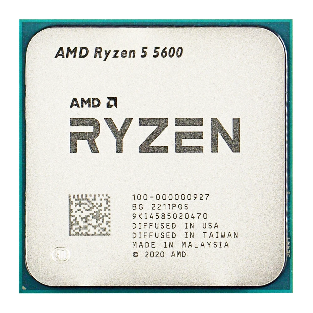 معالج AMD Ryzen R5 5600 CPU 6-Core 12-Thread مع ساعة قاعدة 3.5 جيجا هرتز، تقنية 7 نانومتر، ذاكرة تخزين مؤقت 32 ميجابايت، مقبس AM4
