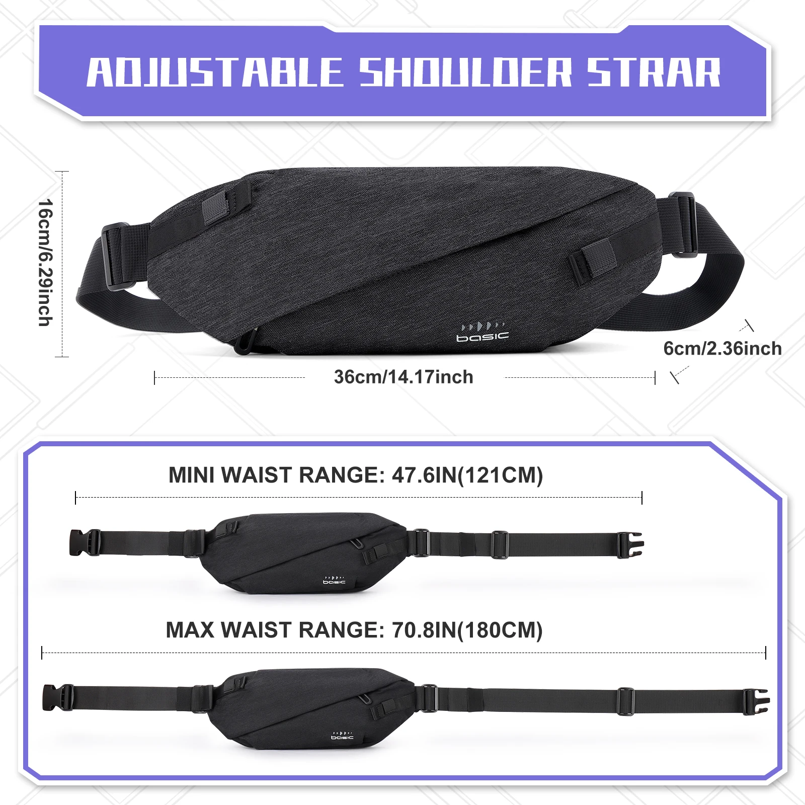 Crossbody Bag Waist Bag Gender-Neutral Casual Waist Bag Trendy Back Bag for Men Women Sports Chest Bag Man Shoulder Bag Hiking
