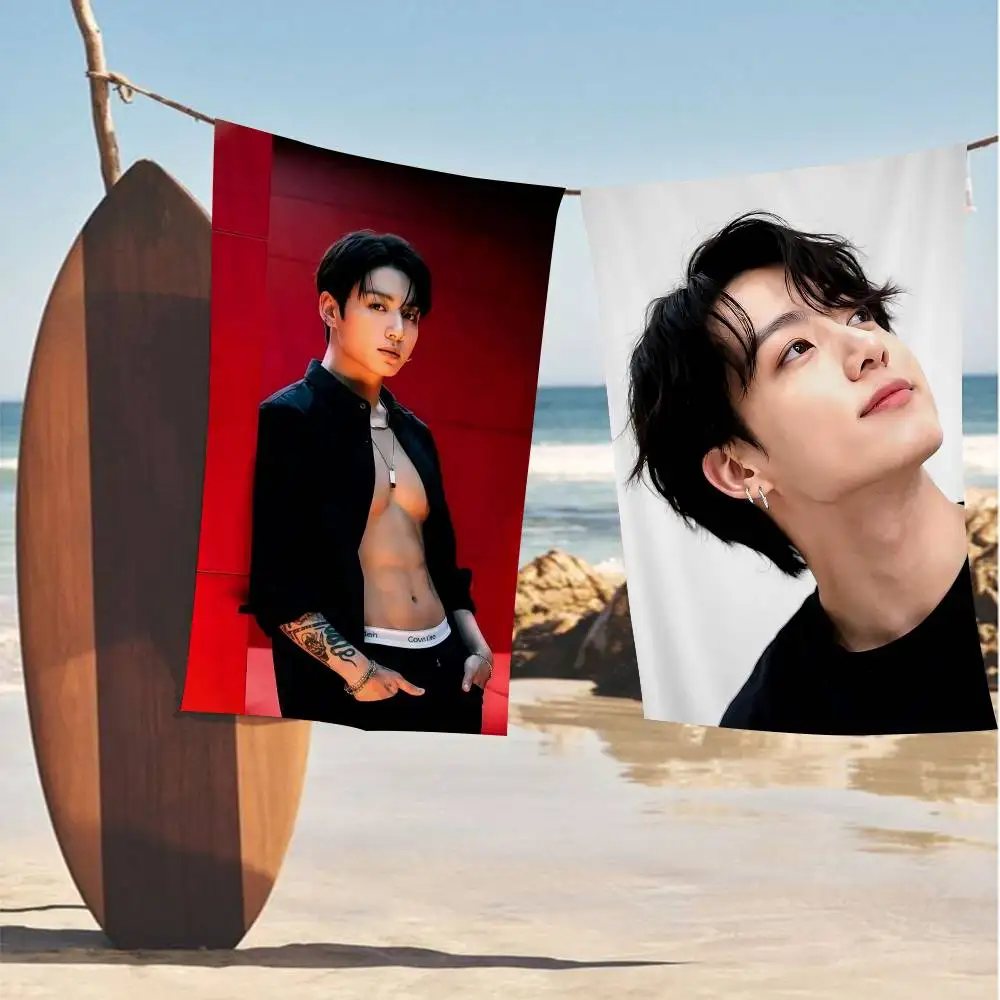 Image of J-jungkook Badetuch aus Mikrofaser, weich, wasserabsorbierend, atmungsaktiv, für Mädchen und Kinder, dekoratives Cartoon-Strandtuch