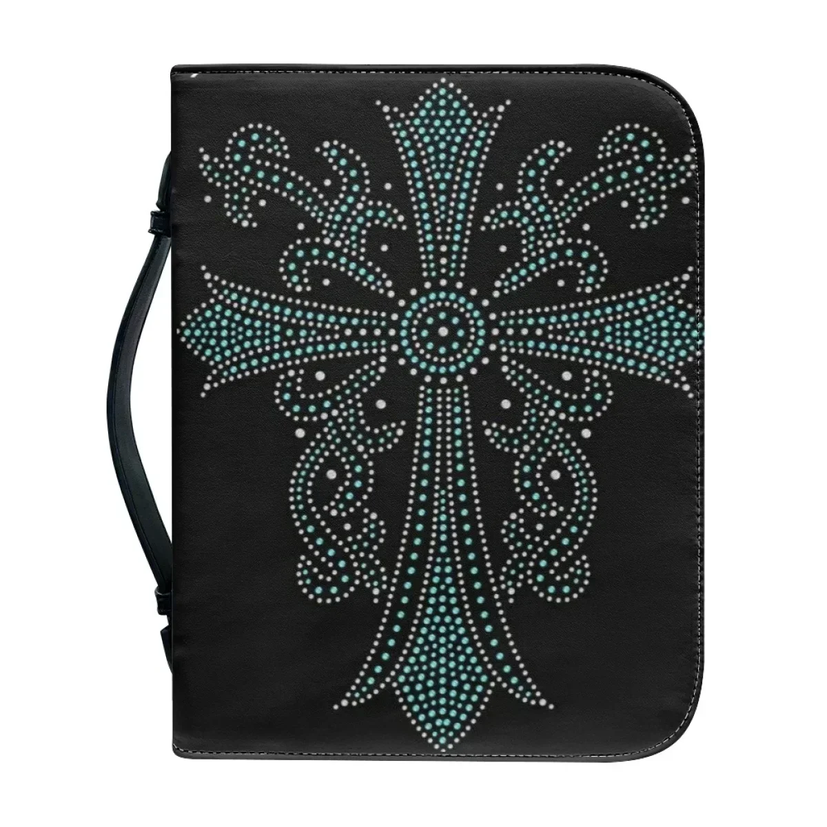 

Womens Bible Cover Case Christian Cross Print Design Bible Storage Bags for Ladies Handbags Zippered Handle Bible Carrying Case