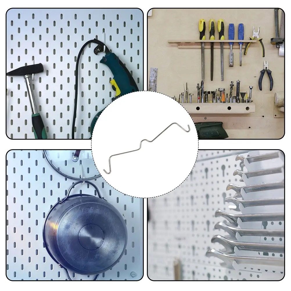 

60pcs Stainless Steel Pegboard Hook Fasteners Hooks Accessories for Garage Workshop Pegboard Clips Hook Stoppers Storage