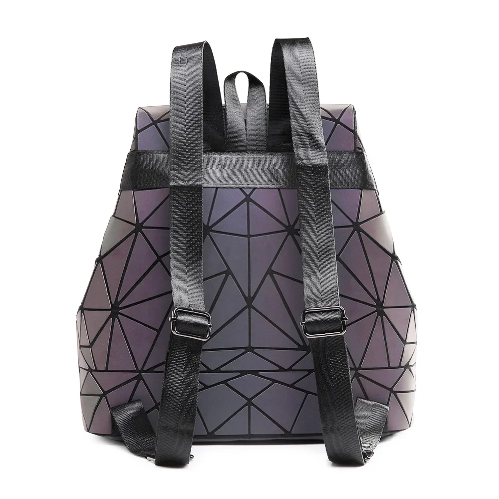 Mochila para mujer, mochilas femeninas con lentejuelas a cuadros geométricas luminosas para chicas adolescentes, mochila con cordón, mochila holográfica
