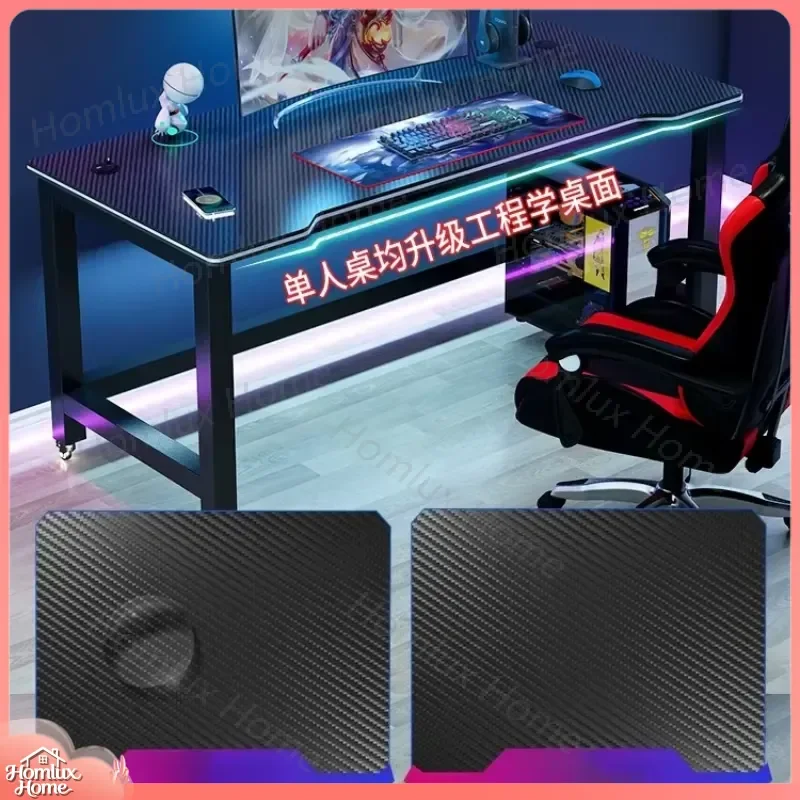 Carbon Fiber Texture Black Gaming Desk Ergonomic Adjustable Height Computer Desk for Gamers Home Office Workstation PC Setup