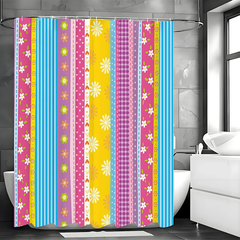 

Красочная полосатая занавеска для душа, декоративная занавеска для душа для ванной комнаты, водонепроницаемая занавеска для душа с крючками 180x200 см