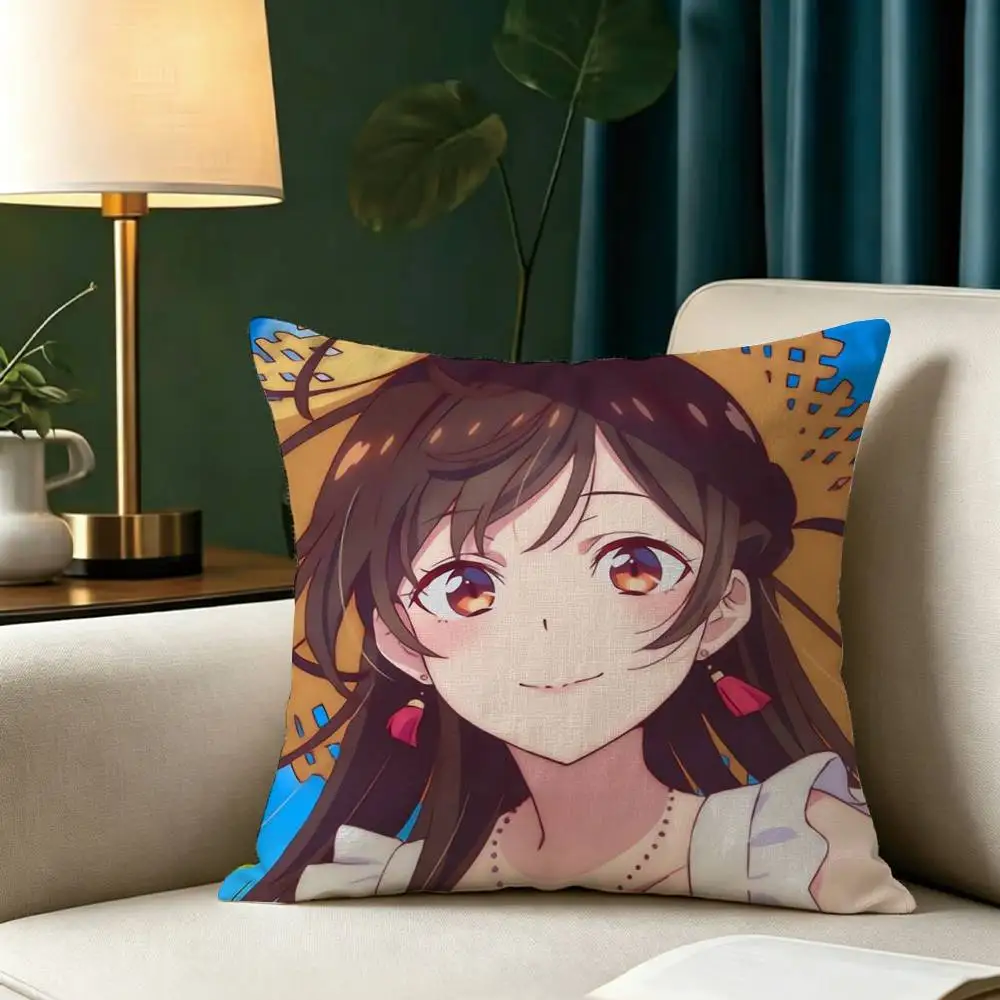 Rent Girlfriend Anime C-Chizuru Mizuhara Square Double-Sided printed Pillow Case Bedroom Bedside Pillow Sofa Cushion Cover 4