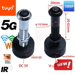 14.5mm Diamater 2MP Door Wifi IR Eye Camera 5G 2.4G TUYA Wide-angle Security Door Peephole WiFi Wireless Cat-eye Camera P2P RTSP