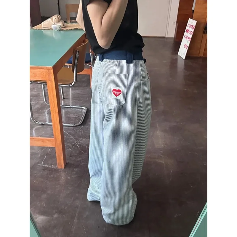 

Women's Blue Jeans Hip-hop Fashion Vintage Streetwear Y2K Wide Leg Straight Jean High Waist Trouser Classic Baggy Denim Pants