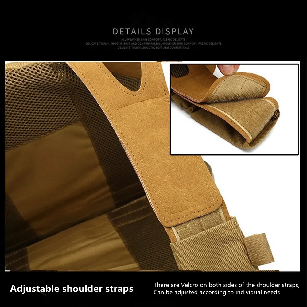 Detachable Tactical Vest 900D Military Fan Protective Waistcoat Business Travel Backpack Adjustable Shoulder Straps Camo Garment
