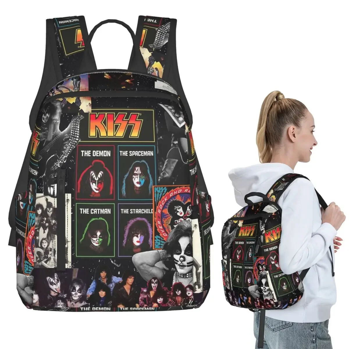 Heavy Metal Rock Music Band Kiss Backpack Student BookBag Kids School Bag Computer Shoulder Bags Men Women